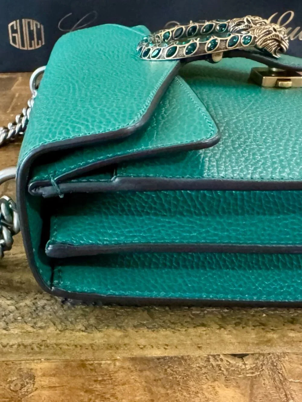 GUCCI Handbag Dionysus Dollar Calf/Strass Emerald #400249 CAOGX